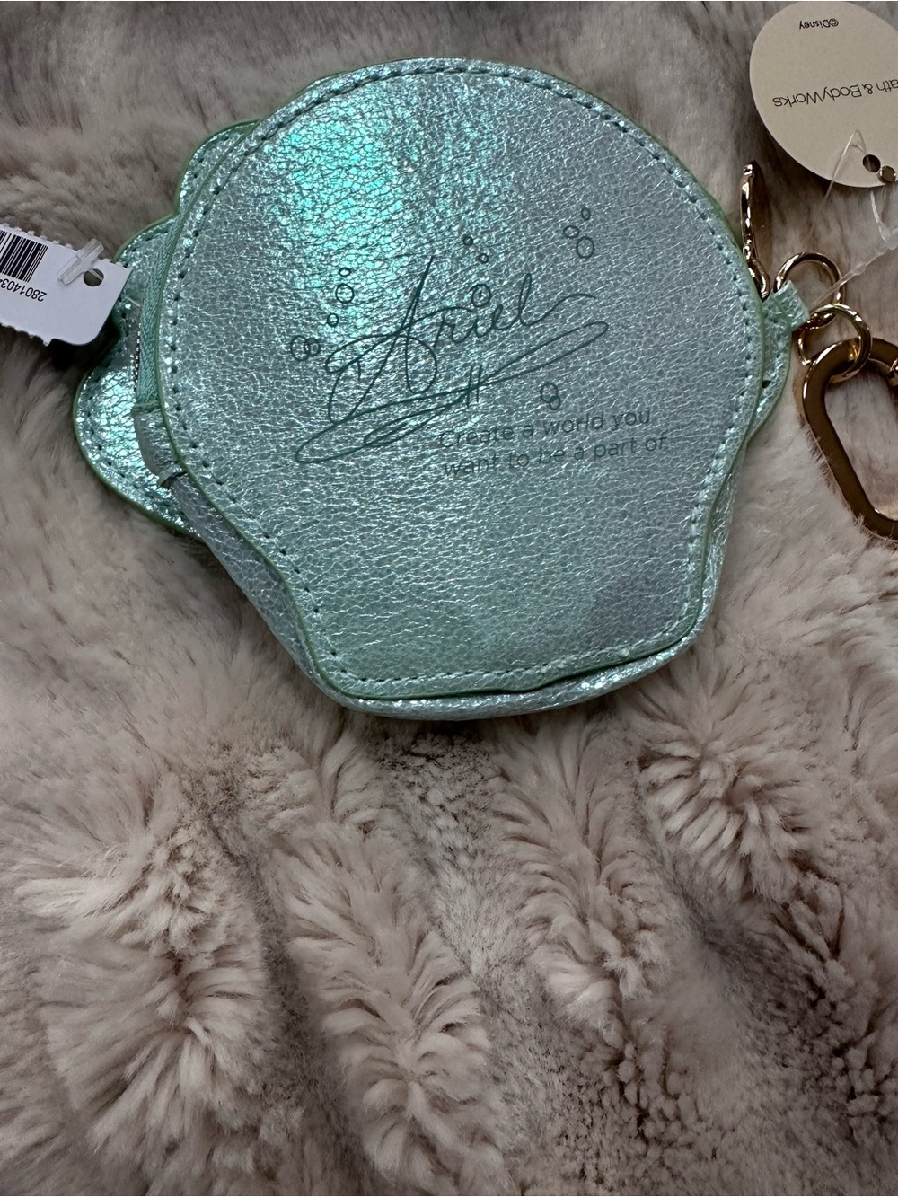 Bath & Body Works Disney Ariel Shell Coin Purse Keychain-Iridescent Mermaid NWT - Picture 3 of 4